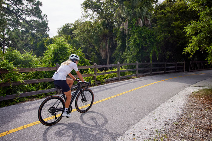 biking on trail